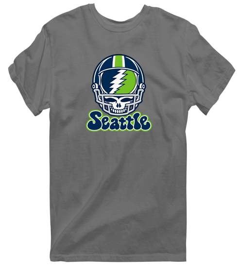 Seattle Helmet Stealie Premium Unisex T-Shirt — Seattle Seahawks — Charcoal