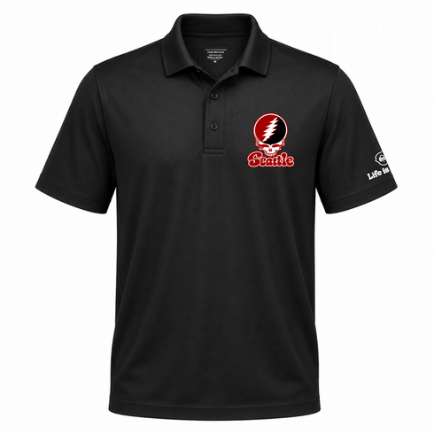 Seattle Stealie Premium Unisex Polo — Design: Seattle University — Black