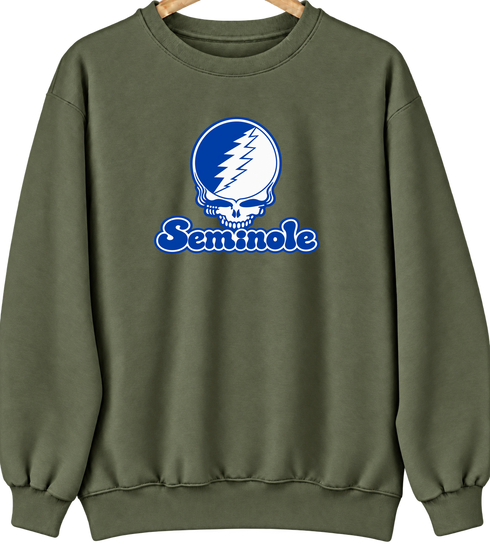 Seminole Stealie Premium Unisex Crewneck — Design: Seminole State College — Military Green