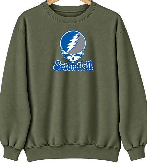 Seton Hall Stealie Premium Unisex Crewneck — Military Green