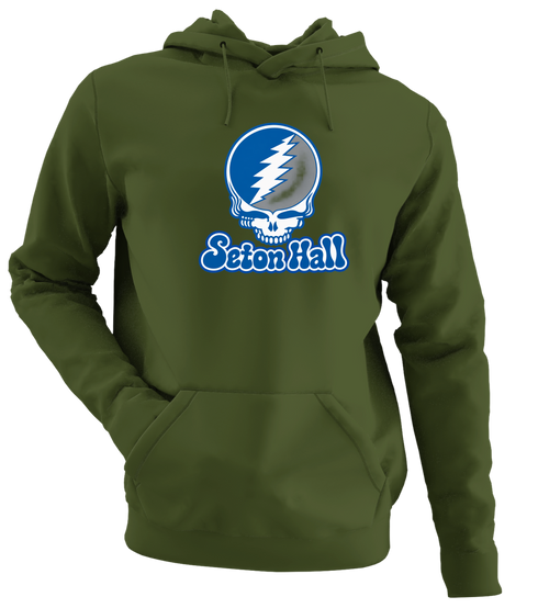 Seton Hall Stealie Premium Unisex Hoodie — Design: Seton Hall University — Military Green