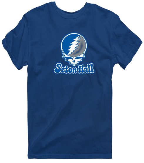 Seton Hall Stealie Premium Unisex T-Shirt — Design: Seton Hall University — Navy