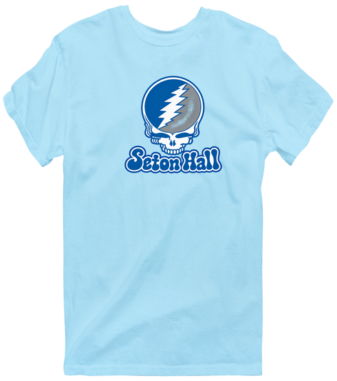 Seton Hall Stealie Premium Unisex T-Shirt — Design: Seton Hall University — Light Blue