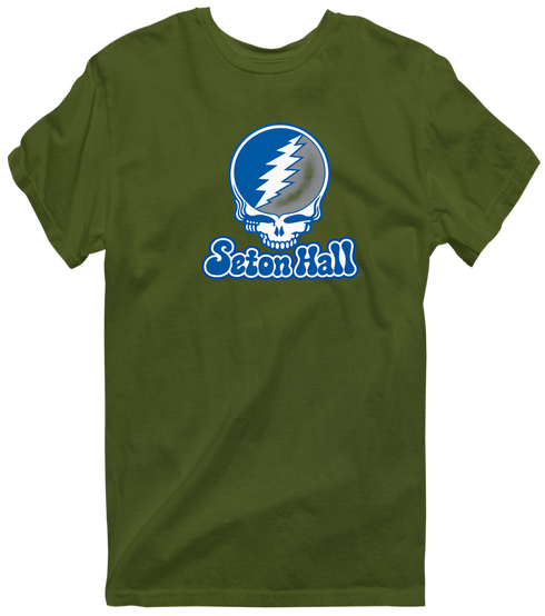 Seton Hall Stealie Premium Unisex T-Shirt — Design: Seton Hall University — Military Green