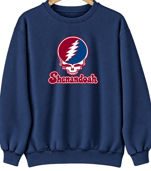 Shenandoah Stealie Premium Unisex Crewneck — Design: Shenandoah University — Navy