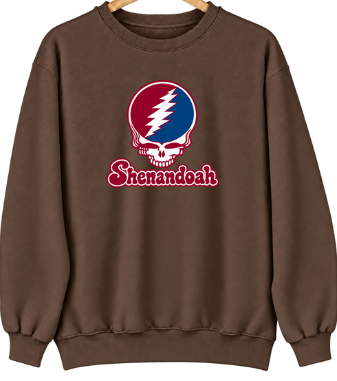 Shenandoah Stealie Premium Unisex Crewneck — Design: Shenandoah University — Brown