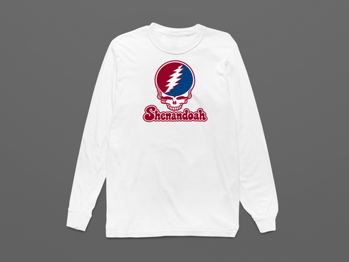 Shenandoah Stealie Premium Unisex Long-Sleeve — Design: Shenandoah University — White