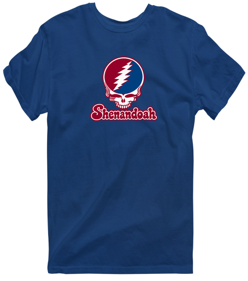 Shenandoah Stealie Premium Unisex T-Shirt — Design: Shenandoah University — Navy