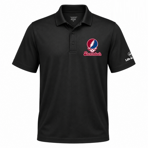 Shenandoah Stealie Premium Unisex Polo — Design: Shenandoah University — Black