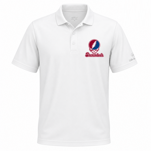 Shenandoah Stealie Premium Unisex Polo — Design: Shenandoah University — White
