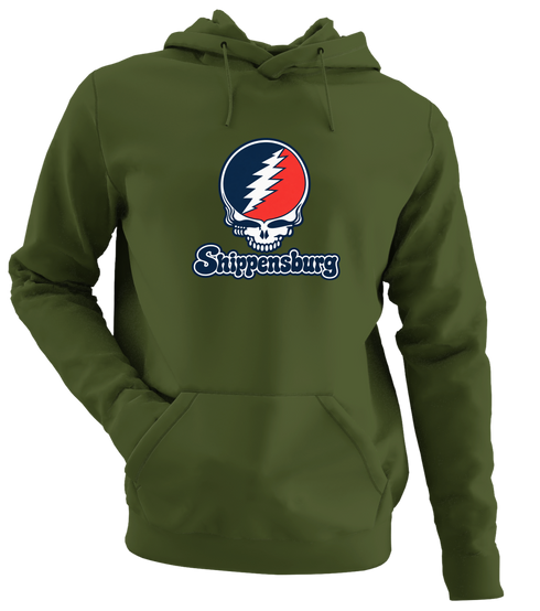 Shippensburg Stealie Premium Unisex Hoodie — Design: Shippensburg University (PASSHE) — Military Green