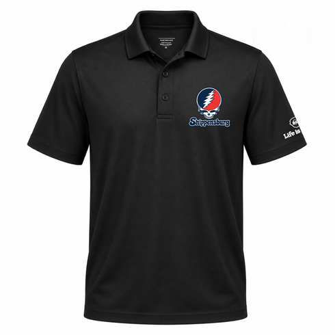 Shippensburg Stealie Premium Unisex Polo — Design: Shippensburg University (PASSHE) — Black