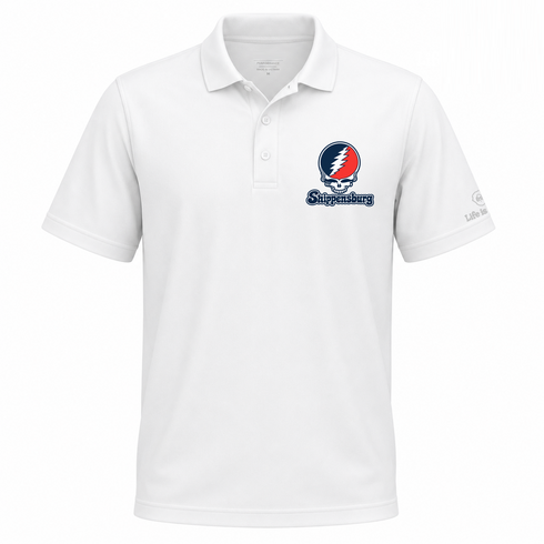 Shippensburg Stealie Premium Unisex Polo — Design: Shippensburg University (PASSHE) — White