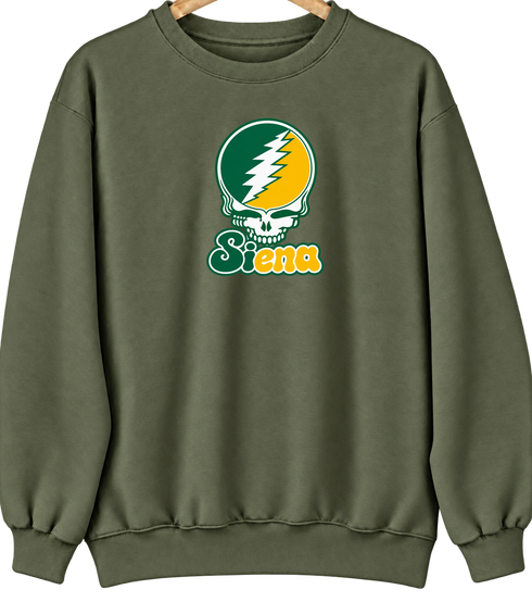 Siena Stealie Premium Unisex Crewneck — Design: Siena College — Military Green