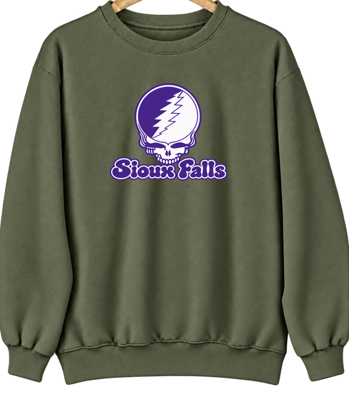 Sioux Falls Stealie Premium Unisex Crewneck — Design: Sioux Falls University of — Military Green