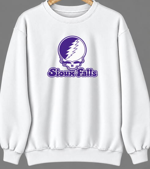 Sioux Falls Stealie Premium Unisex Crewneck — Design: Sioux Falls University of — White