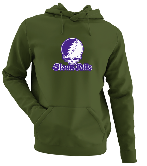 Sioux Falls Stealie Premium Unisex Hoodie — Design: Sioux Falls University of — Military Green
