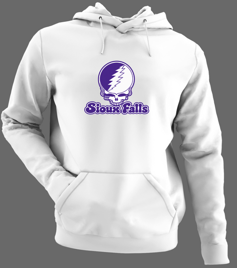 Sioux Falls Stealie Premium Unisex Hoodie — Design: Sioux Falls University of — White/Grey