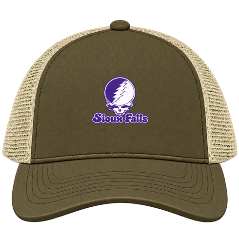 Sioux Falls Stealie Premium Unisex Trucker Cap — Design: Sioux Falls University of — Moss/Khaki