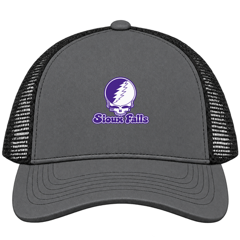 Sioux Falls Stealie Premium Unisex Trucker Cap — Design: Sioux Falls University of — Charcoal/Black