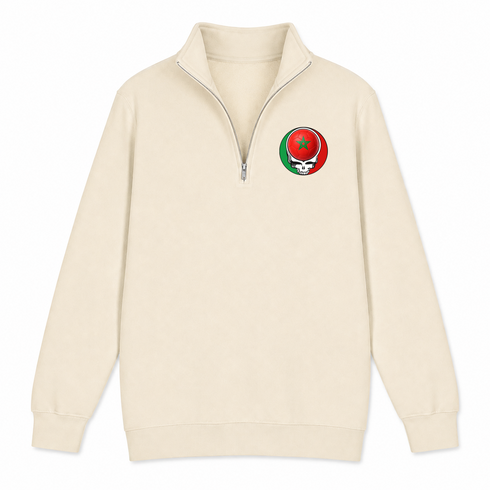 Morocco FIFA World Cup - Premium Grateful Dead Quarter-Zip Pullover - Sand - 1