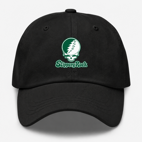 Slippery Rock Stealie Premium Unisex Dad Hat — Design: Slippery Rock University (PASSHE) — Black