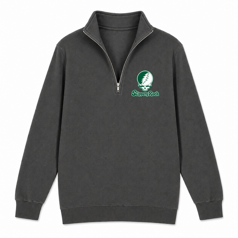 Slippery Rock Stealie Premium Unisex Quarter-Zip — Design: Slippery Rock University (PASSHE) — Charcoal