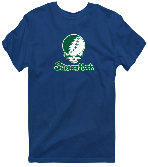 Slippery Rock Stealie Premium Unisex T-Shirt — Design: Slippery Rock University (PASSHE) — Navy