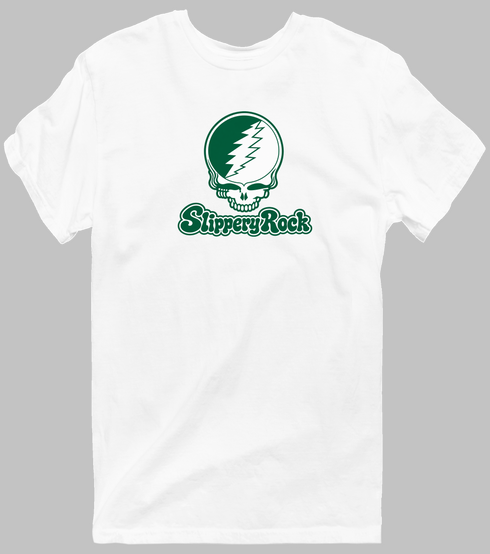 Slippery Rock Stealie Premium Unisex T-Shirt — Design: Slippery Rock University (PASSHE) — White
