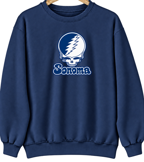 Sonoma State Stealie Premium Unisex Crewneck — Design: Sonoma State University — Navy
