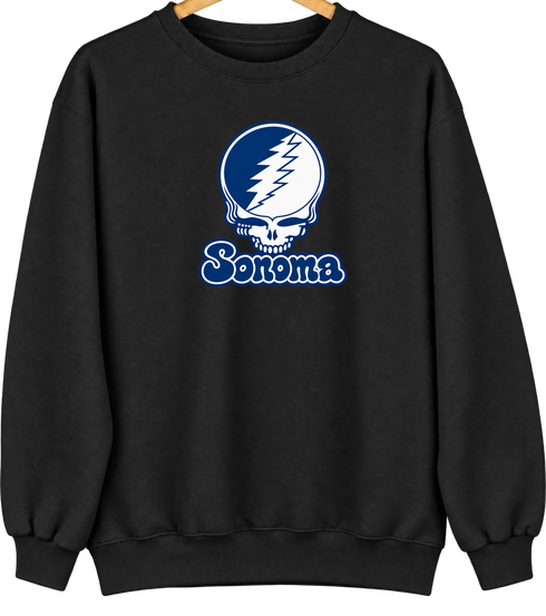 Sonoma State Stealie Premium Unisex Crewneck — Design: Sonoma State University — Black