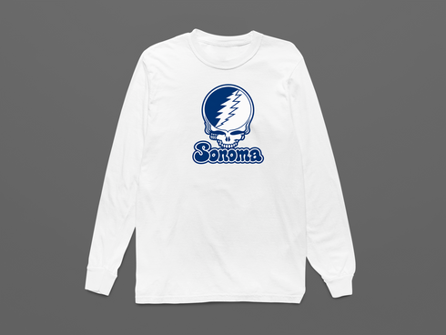 Sonoma State Stealie Premium Unisex Long-Sleeve — Design: Sonoma State University — White