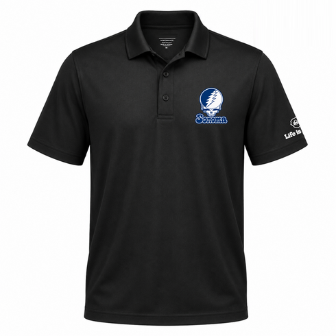 Sonoma State Stealie Premium Unisex Polo — Design: Sonoma State University — Black