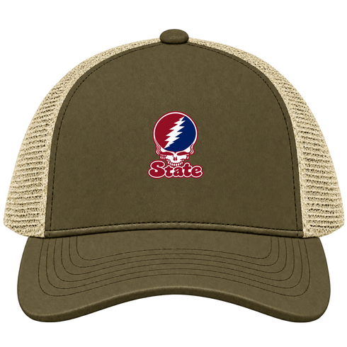 South Carolin Stealie Premium Unisex Trucker Cap — Design: South Carolina State University — Moss/Khaki