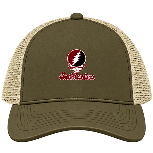 South Carolina Stealie Premium Unisex Trucker Cap — Design: South Carolina University of — Moss/Khaki