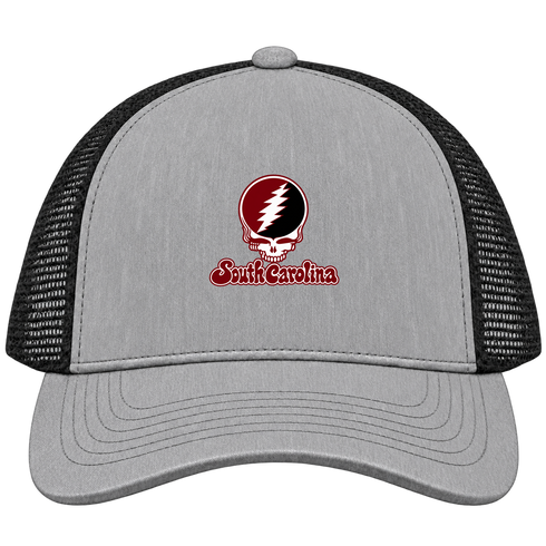 South Carolina Stealie Premium Unisex Trucker Cap — Design: South Carolina University of — Heather Grey/Black