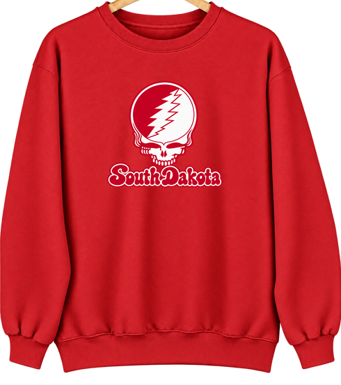 South Dakota Stealie Premium Unisex Crewneck — Design: South Dakota University of — Red
