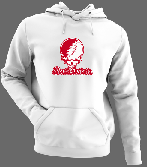 South Dakota Stealie Premium Unisex Hoodie — Design: South Dakota University of — White/Grey