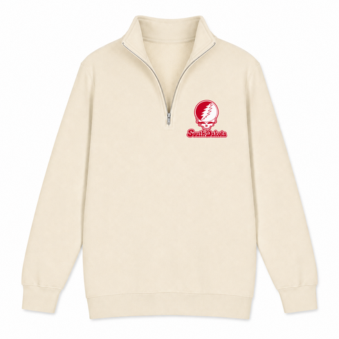 South Dakota Stealie Premium Unisex Quarter-Zip — Design: South Dakota University of — Sand