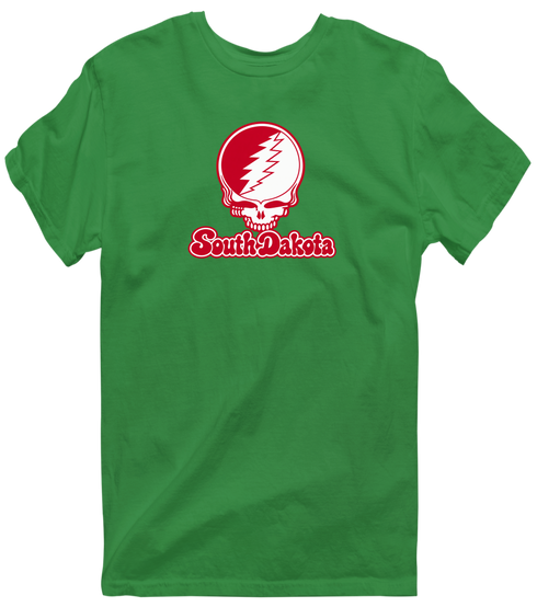 South Dakota Stealie Premium Unisex T-Shirt — Design: South Dakota University of — Irish Green