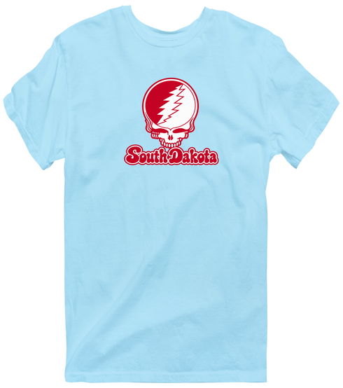 South Dakota Stealie Premium Unisex T-Shirt — Design: South Dakota University of — Light Blue