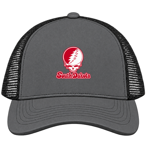 South Dakota Stealie Premium Unisex Trucker Cap — Design: South Dakota University of — Charcoal/Black