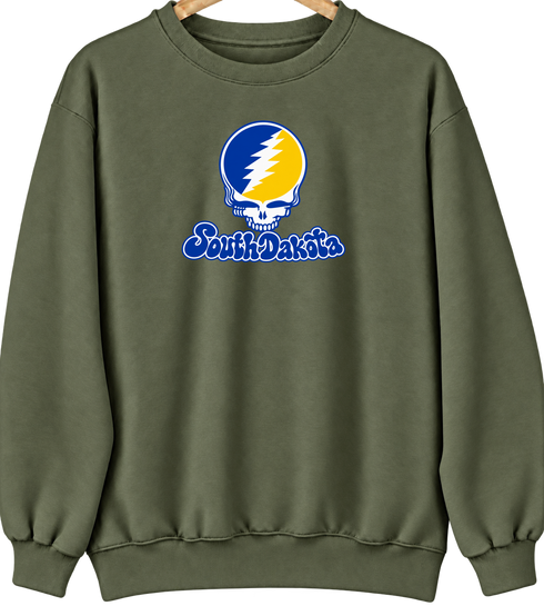 South Dakota Stealie Premium Unisex Crewneck — Design: South Dakota State University — Military Green