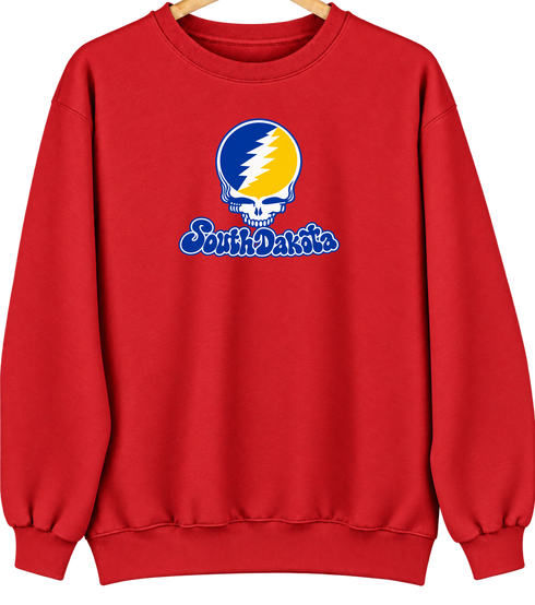 South Dakota Stealie Premium Unisex Crewneck — Design: South Dakota State University — Red