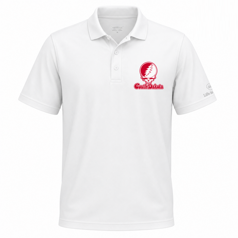 South Dakota Stealie Premium Unisex Polo — Design: South Dakota University of — White