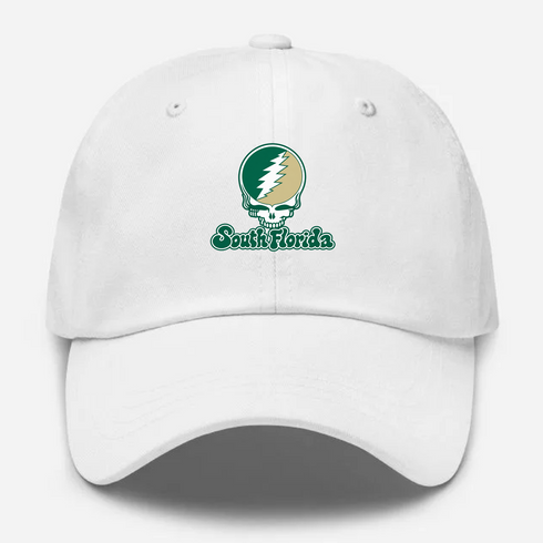 South Florida Stealie Premium Unisex Dad Hat — Design: South Florida University of — White