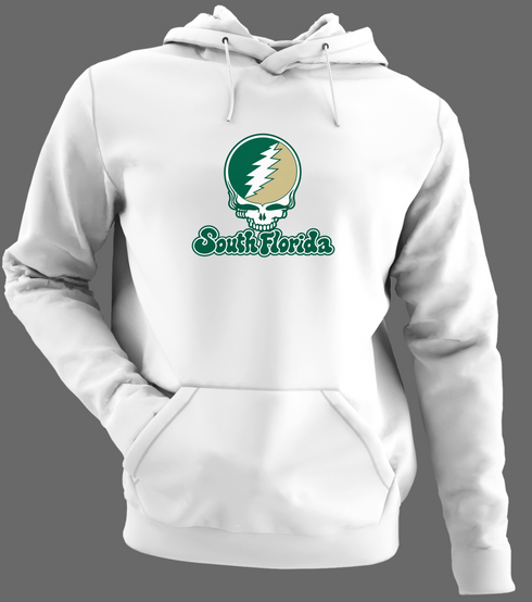 South Florida Stealie Premium Unisex Hoodie — Design: South Florida University of — White/Grey
