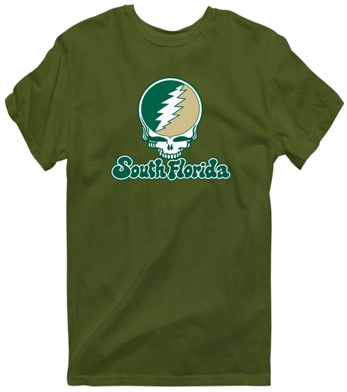 South Florida Stealie Premium Unisex T-Shirt — Design: South Florida University of — Military Green
