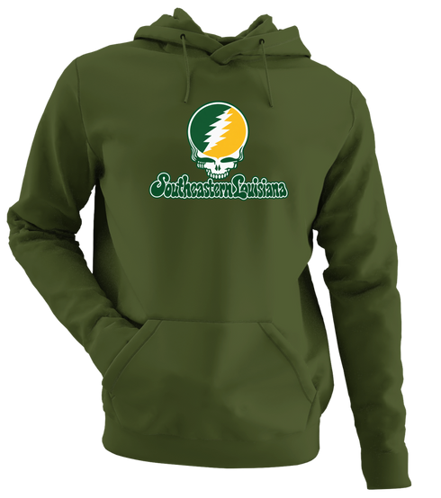 Southeastern Louisiana Stealie Premium Unisex Hoodie — Design: Southeastern Louisiana University — Military Green