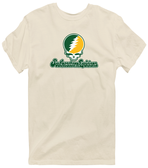 Southeastern Louisiana Stealie Premium Unisex T-Shirt — Design: Southeastern Louisiana University — Sand